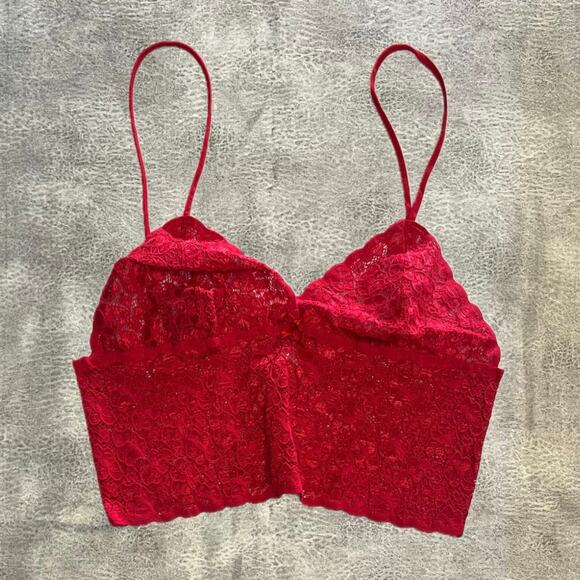 Red dainty Lace Crop Top Cami - Picture 1 of 6